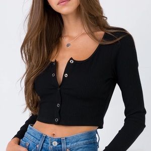 Princess Polly Black Ribbed Crop